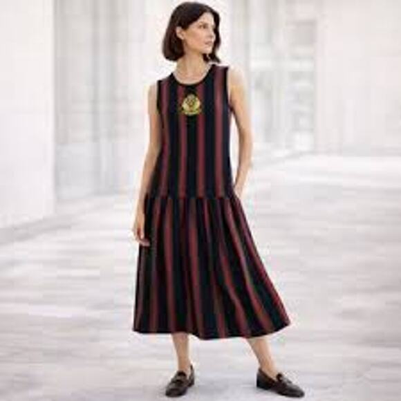 Adrienne Vittadini Dresses & Skirts - Rare VTG 90s Adrienne Vittadini Drop Waist Striped Midi Dress Magna Cum Laude